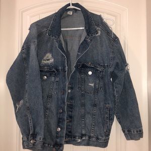 Distressed jean jacket